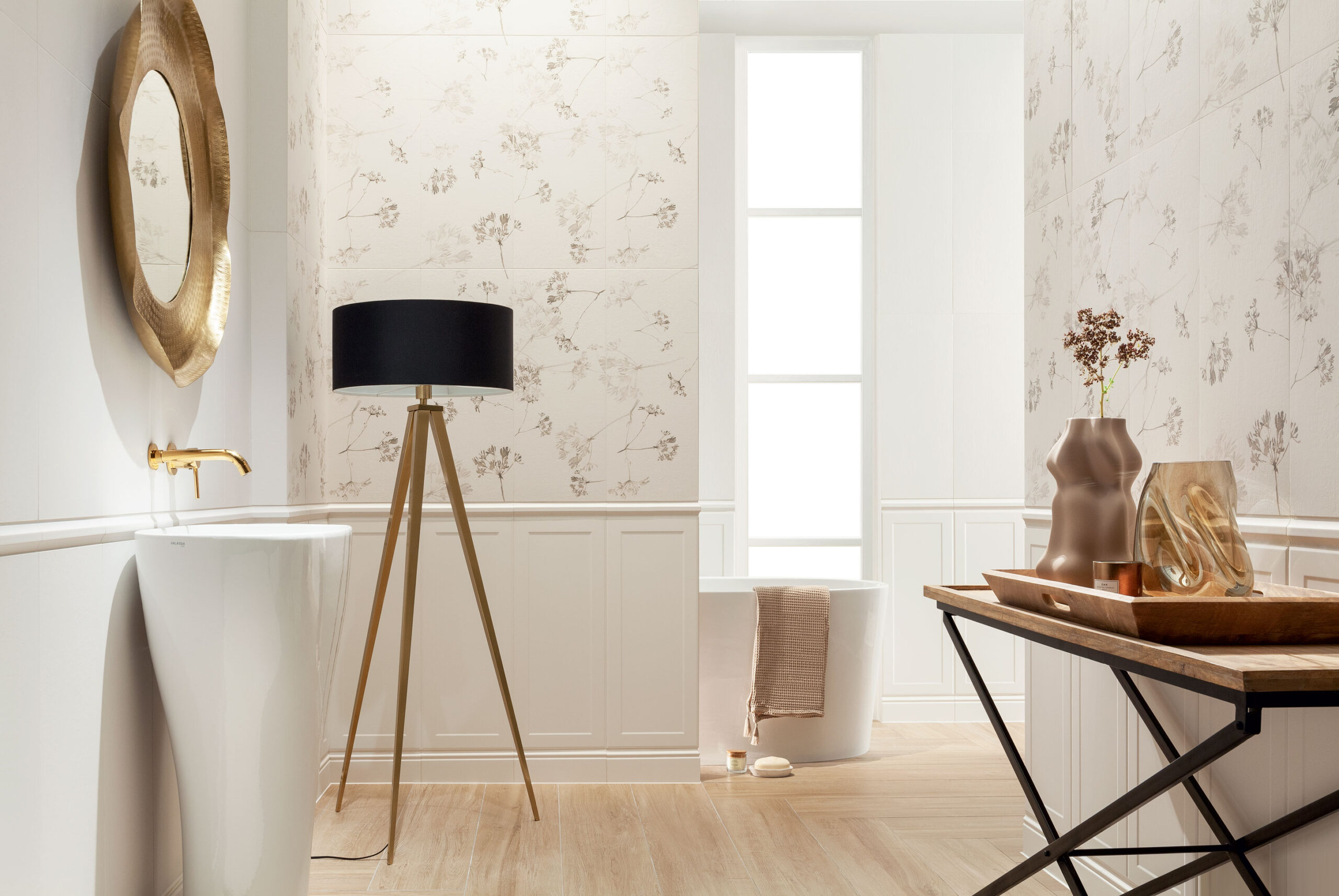 Płytki inspirowane motywem roślin w łazience